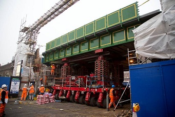 New bridge in Studland Street Hammersmith is put into place