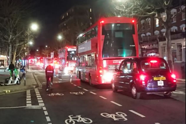 Cycleway 9 on King Street in Hammersmith 