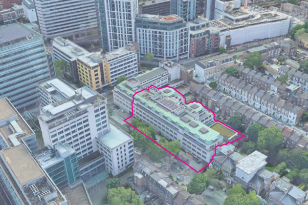 An aerial view of Grove House from planning documents 