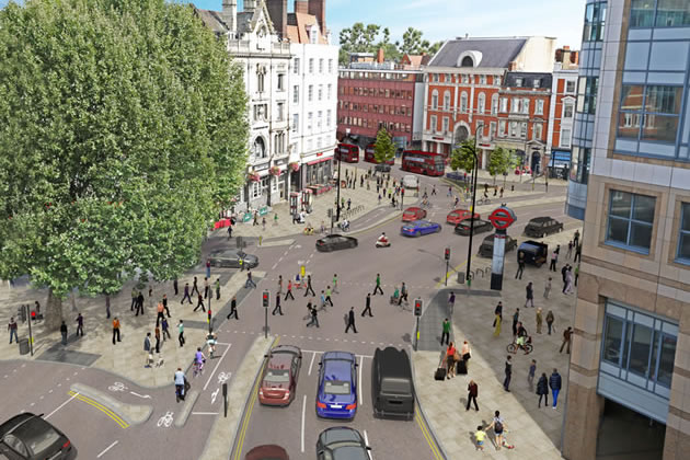 CGI of original plan for Cycleway around Hammersmith Gyratory 