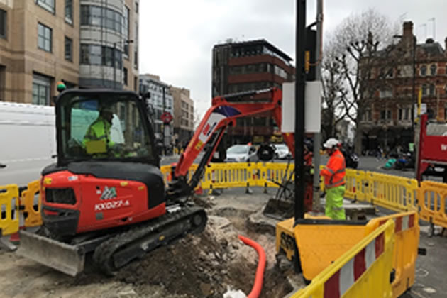 Cycleway 9 roadworks by Hammersmith Gyratory