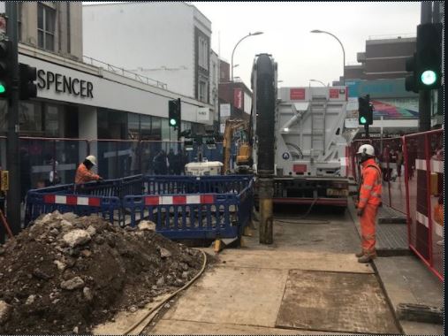 Work by Thames Water in King Street  Hammersmith