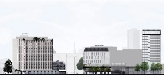 Relative heights of King Street scheme from a broader perspective (new building on right) 