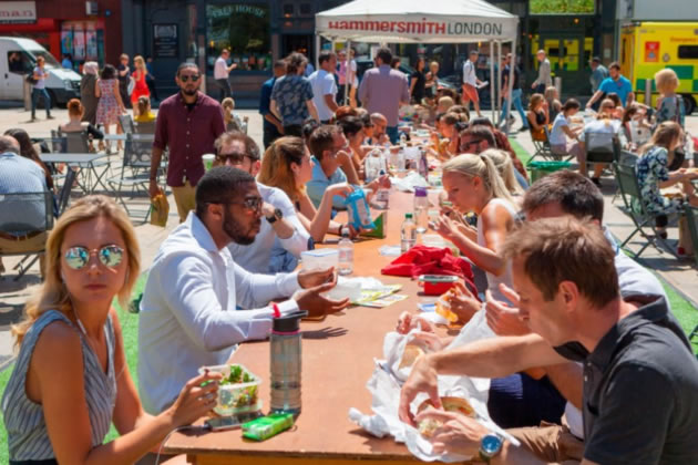 Enjoy a picnic in Lyric Square 