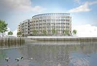CGI of redeveloped Queens Wharf in Hammersmith