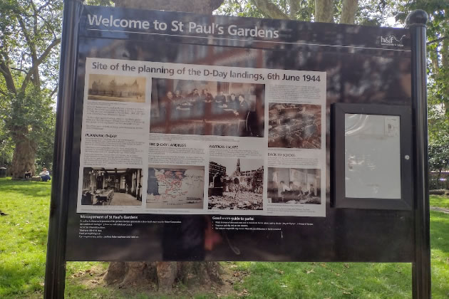 Information board at St. Paul's Gardens 
