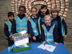 St Peter's Hammersmith pupils with time capsule