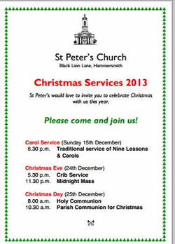 St Peter's Hammersmith Christmas services
