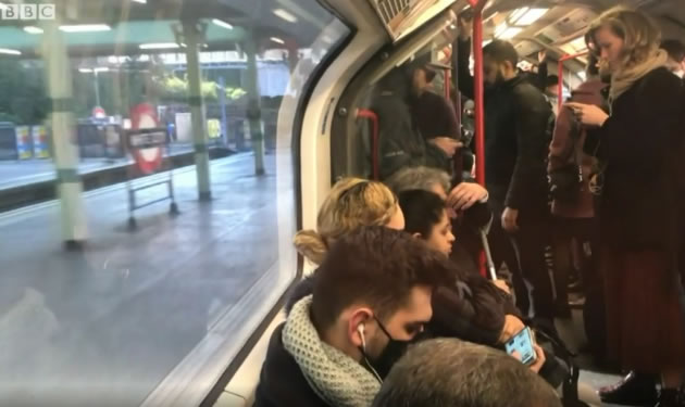 Crowded tube during coronavirus outbreak 