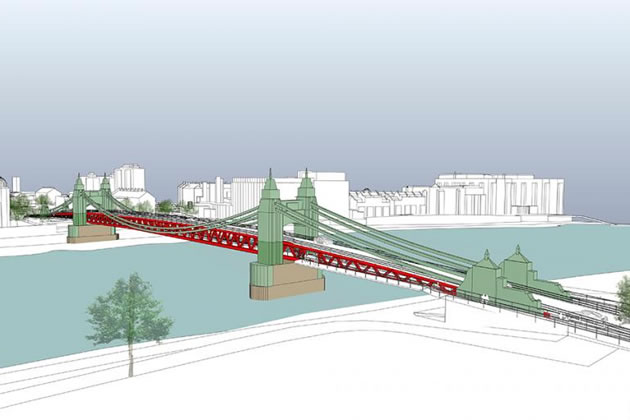 An artist's impression of proposal for Hammersmith Bridge. Picture: Foster + Partners