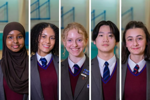 Hammersmith Academy students Sara Ali, Roweena Coyle, Hannah Sapsford, Skipper Yi, Asya Al Wafai
