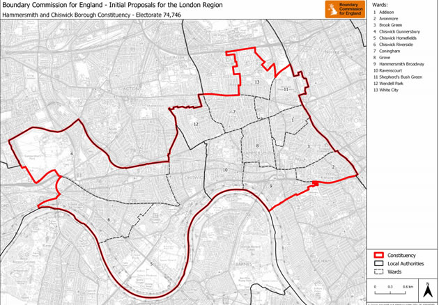 The proposed Hammersmith and Chiswick constituency 