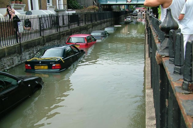 Recent flooding in Cambridge Grove, Hammersmith
