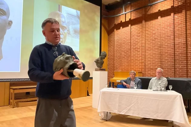 Guest Speaker Hywel Pratley with his sculpture