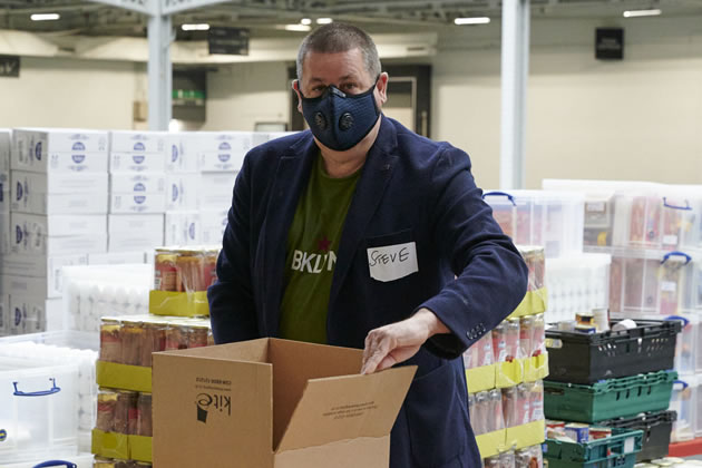 Stephen Cowan at food bank at Olympia