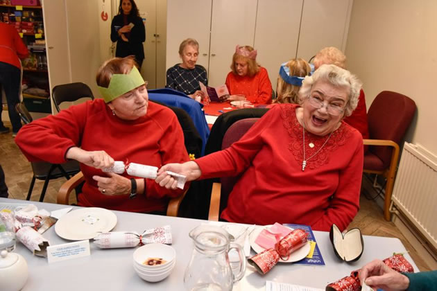 Guests at the Big Christmas Day Lunch in Hammersmith Town Hall during December 2018