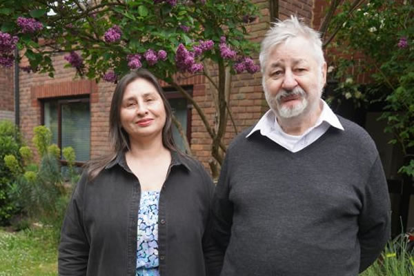 Iryna Dydyk (left) with her host Michael