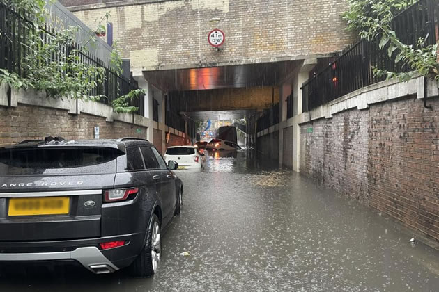 Flooding in Leamore Street, Hammersmith