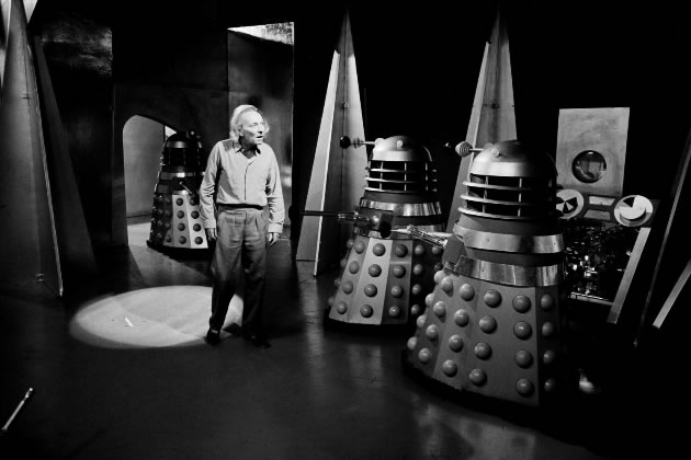 William Hartnell face to face with daleks in Hammersmith