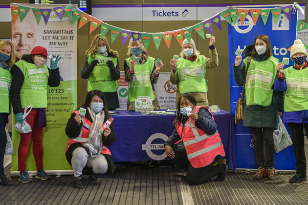 Ealing Hammersmith & Hounslow Samaritans volunteers on Brew Monday at Ealing Broadway Station