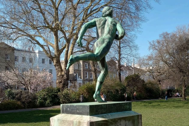The statue by Sir William Blake Richmond, has stood in the square gardens since 1926 