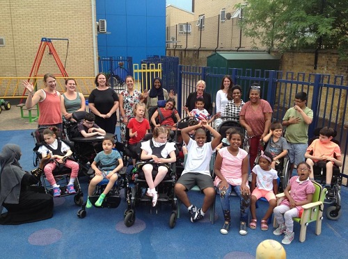 Staff and pupils at Jack Tizard School in Shepherd's Bush